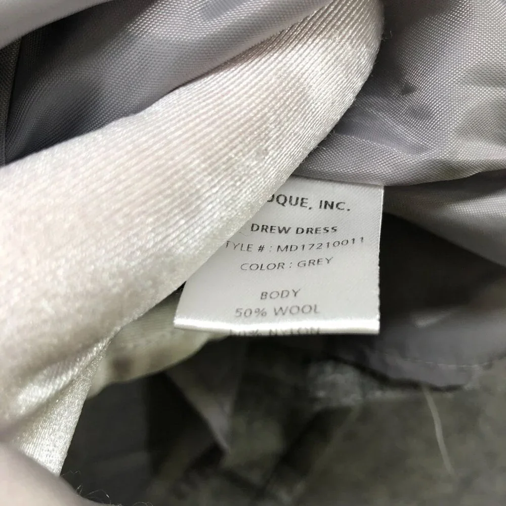 Moque Girls 4T Wool Blend Dress Gray Pleated Puff Sleeve Drew Dress‎ Formal